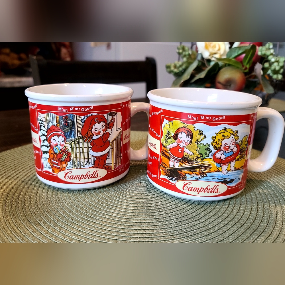 Vintage Campbell's Soup Mugs With 4 Seasons Graphics